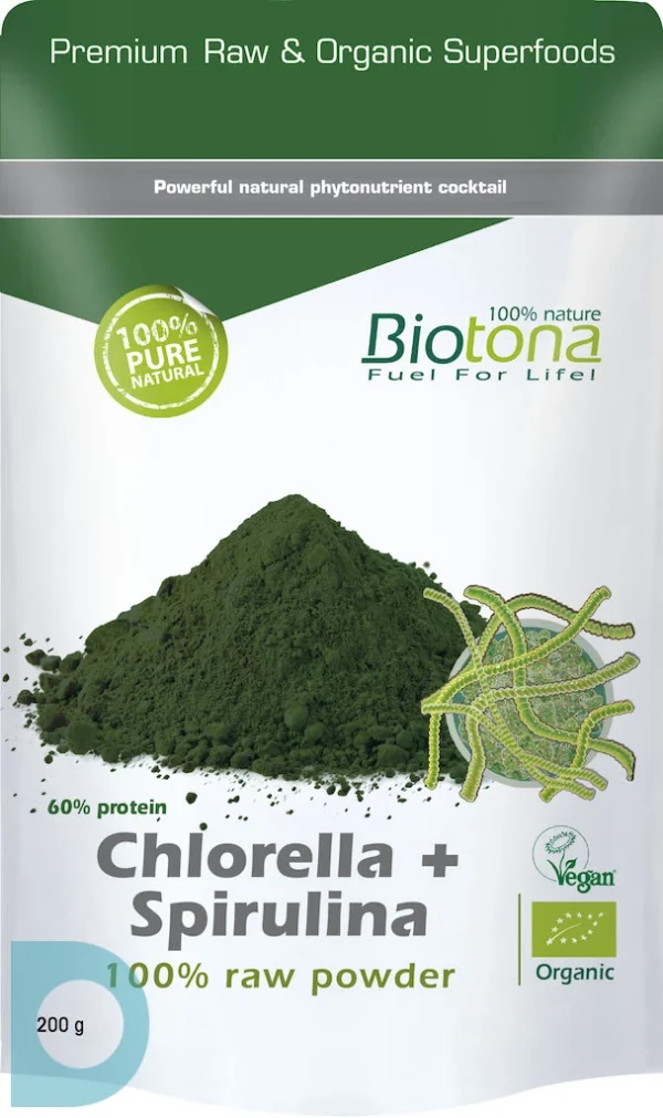 Biotona Chlorella + Spirulina Powder Raw 200GR